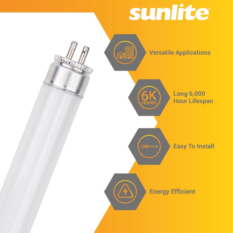 Sunlite 21-Inch F13T5/CW T5 Linear Fluorescent Lamp, 13 Watts, 850 Lumens, 4100K Cool White, Miniature G5 Bi-Pin Base, ROHS Compliant, High Performance Straight Tube, 10 Pack - Image 3